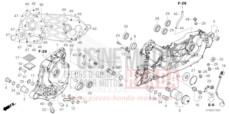 CRANKCASE for Forza 350 MAT CYNOS GRAY METALLIC (NH312K) from 2024